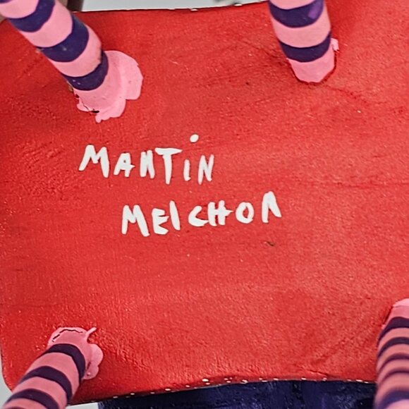 Martin Melchor Folk Art Oaxacan Alebrije Wooden Figurine Goat Fishing On Chair - Picture 6 of 8